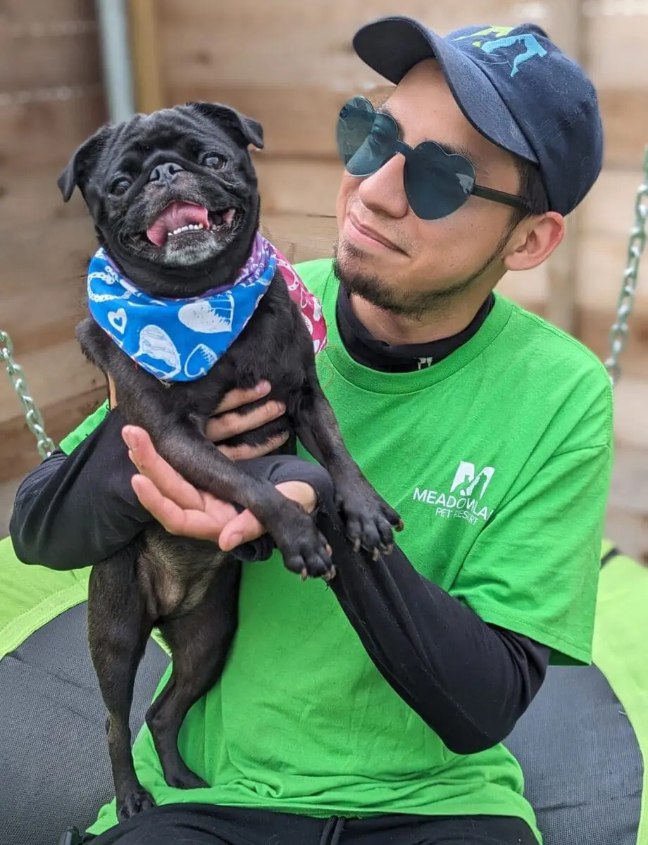 Olive Meadowlake employee with dog